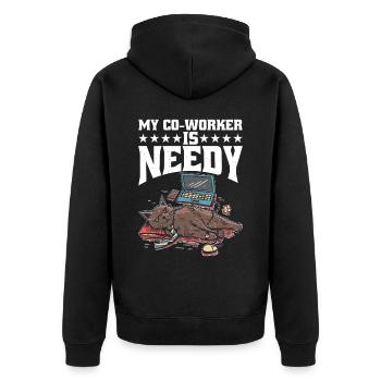 My Co-worker Is Needy 7 - Unisex Premium Organic Zip Hoodie - black - Back - Nico (187cm)