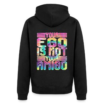 Your Ego Is Not Your Amigo 24 - Unisex Premium Bio Zip Hoodie - Schwarz - Hinten - Nico (187cm)