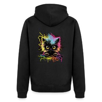 Colorful Cat - Unisex Premium Organic Zip Hoodie - black - Back - Nico (187cm)
