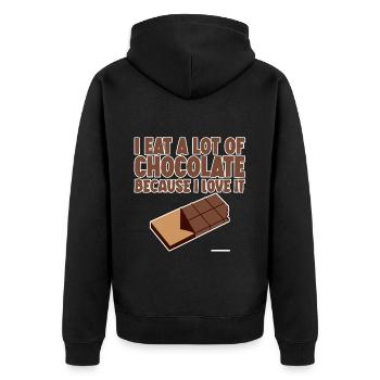 I Eat A Lot Of Chocolate Because I Love It 2 - Unisex Premium Bio Zip Hoodie - Schwarz - Hinten - Nico (187cm)