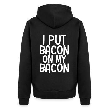 Je mets du bacon sur mon bacon - Veste à capuche bio Premium Unisexe - noir - Dos - Nico (187cm)
