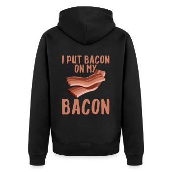 Je mets du bacon sur mon bacon 2 - Veste à capuche bio Premium Unisexe - noir - Dos - Nico (187cm)