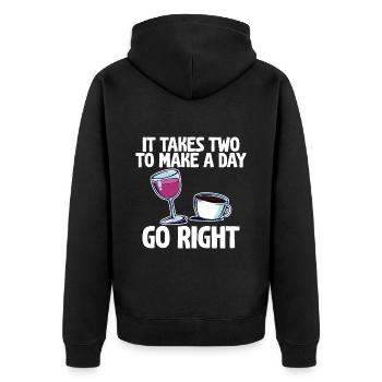 It Takes Two To Make A Day Go Right 2 - Unisex Premium Organic Zip Hoodie - black - Back - Nico (187cm)