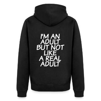 Je suis un adulte mais pas comme un vrai adulte - Veste à capuche bio Premium Unisexe - noir - Dos - Nico (187cm)