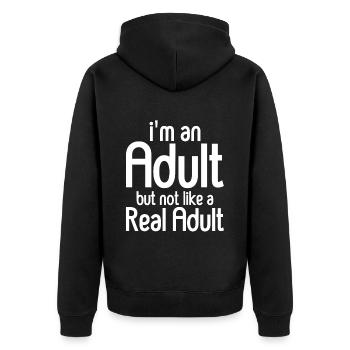Je suis un adulte mais pas comme un vrai adulte 2 - Veste à capuche bio Premium Unisexe - noir - Dos - Nico (187cm)