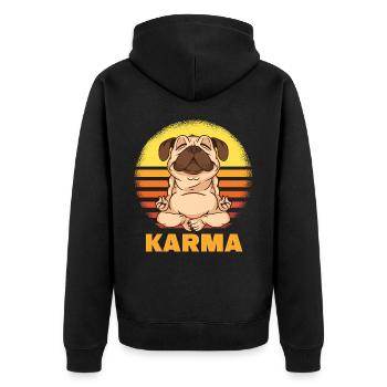 KARMA PUG - Veste à capuche bio Premium Unisexe - noir - Dos - Nico (187cm)