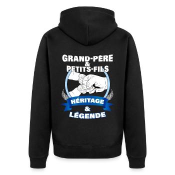 Mon petit-Fils Cadeau Pour Grand Père Citation - Veste à capuche bio Premium Unisexe - noir - Dos - Nico (187cm)