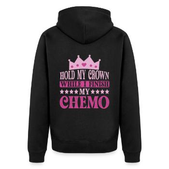 Tenez ma couronne pendant que je termine ma chimio 57 - Veste à capuche bio Premium Unisexe - noir - Dos - Nico (187cm)