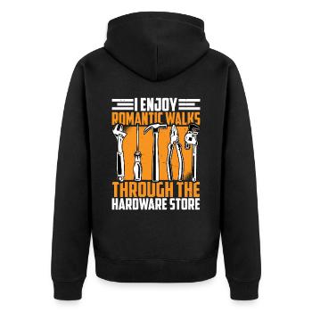 Enjoy Romantic Walks Through The Hardware Store 39 - Unisex Premium Organic Zip Hoodie - black - Back - Nico (187cm)