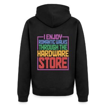 Enjoy Romantic Walks Through The Hardware Store 40 - Unisex Premium Organic Zip Hoodie - black - Back - Nico (187cm)