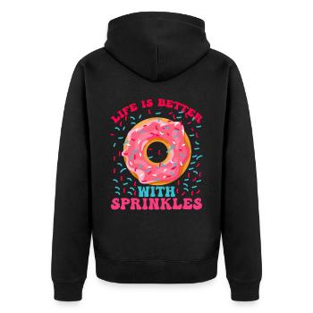 Life Is Better With Sprinkles 15 - Unisex Premium Organic Zip Hoodie - black - Back - Nico (187cm)