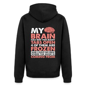 My Brain Has Way Too Many Tabs Open 5 - Unisex Premium Bio Zip Hoodie - Schwarz - Hinten - Nico (187cm)