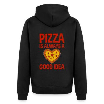 Pizza Is Always A Good Idea 2 - Unisex Premium Organic Zip Hoodie - black - Back - Nico (187cm)