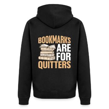 Bookmarks Are For Quitters - Unisex Premium Bio Zip Hoodie - Schwarz - Hinten - Nico (187cm)