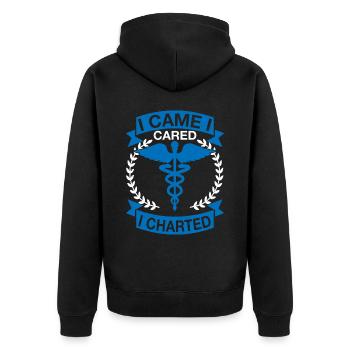 I Came I Cared I Charted - Unisex Premium Organic Zip Hoodie - black - Back - Nico (187cm)