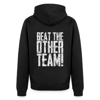 Beat The Other Team 3 - Unisex Premium Bio Zip Hoodie - Schwarz - Hinten - Nico (187cm)