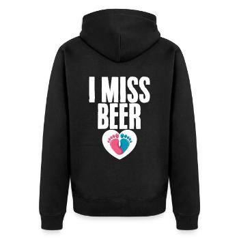 I Miss Beer 2 - Unisex Premium Organic Zip Hoodie - black - Back - Nico (187cm)