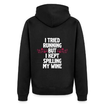 I Tried Running But I Kept Spilling My Wine - Unisex Premium Organic Zip Hoodie - black - Back - Nico (187cm)