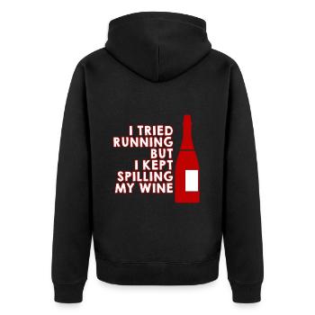I Tried Running But I Kept Spilling My Wine 4 - Unisex Premium Organic Zip Hoodie - black - Back - Nico (187cm)