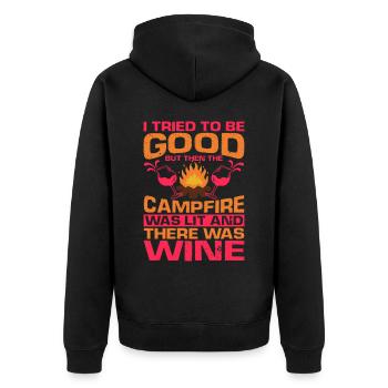 But Then The Campfire Was Lit 2 - Unisex Premium Organic Zip Hoodie - black - Back - Nico (187cm)