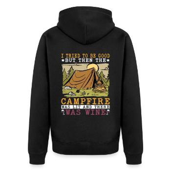 But Then The Campfire Was Lit - Unisex Premium Organic Zip Hoodie - black - Back - Nico (187cm)