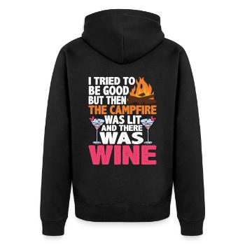 But Then The Campfire Was Lit 3 - Unisex Premium Organic Zip Hoodie - black - Back - Nico (187cm)