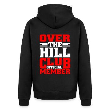 Over The Hill Club Official Member 5 - Unisex Premium Organic Zip Hoodie - black - Back - Nico (187cm)