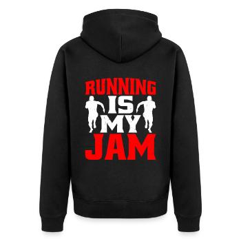 Running Is My Jam 7 - Unisex Premium Organic Zip Hoodie - black - Back - Nico (187cm)