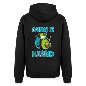 Cardio Is Hardio 4 - Unisex Premium Organic Zip Hoodie - black - Back - Nico (187cm)