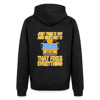 Just Turn It Off And Restart It 2 - Unisex Premium Bio Zip Hoodie - Schwarz - Hinten - Nico (187cm)