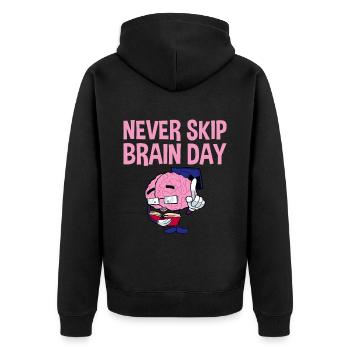 Never Skip Brain Day 2 - Unisex Premium Organic Zip Hoodie - black - Back - Nico (187cm)