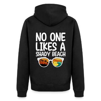 No One Likes A Shady Beach 4 - Unisex Premium Bio Zip Hoodie - Schwarz - Hinten - Nico (187cm)