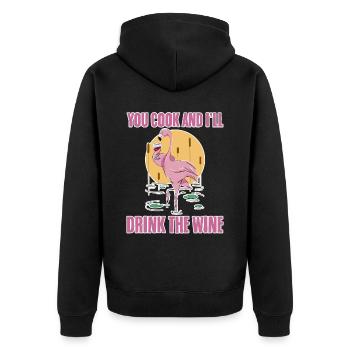 You Cook And I'll Drink The Wine 2 - Unisex Premium Organic Zip Hoodie - black - Back - Nico (187cm)