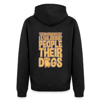 You know what I like about people, their dogs 4 - Unisex Premium Organic Zip Hoodie - black - Back - Nico (187cm)