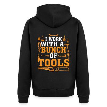 I Work With A Bunch Of Tools 19 - Unisex Premium Bio Zip Hoodie - Schwarz - Hinten - Nico (187cm)