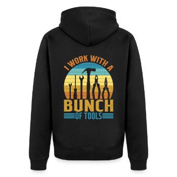 I Work With A Bunch Of Tools 20 - Unisex Premium Bio Zip Hoodie - Schwarz - Hinten - Nico (187cm)