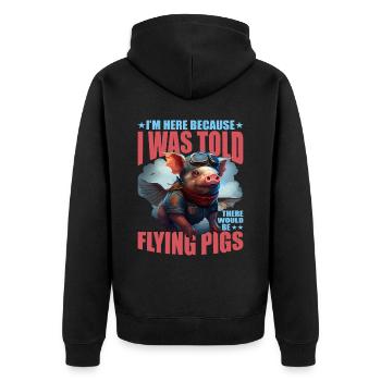 I Was Told There Would Be Flying Pigs 18 - Unisex Premium Bio Zip Hoodie - Schwarz - Hinten - Nico (187cm)