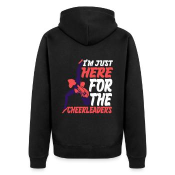 I'm Just Here For The Cheerleaders 12 - Unisex Premium Bio Zip Hoodie - Schwarz - Hinten - Nico (187cm)