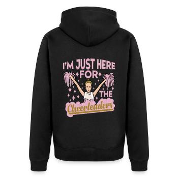 I'm Just Here For The Cheerleaders 13 - Unisex Premium Bio Zip Hoodie - Schwarz - Hinten - Nico (187cm)