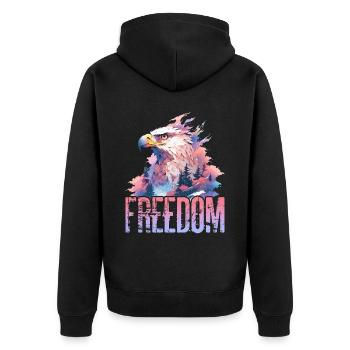 Eagle Freedom Eagle Head Nature Wilderness Trees Mountains - Unisex Premium Organic Zip Hoodie - black - Back - Nico (187cm)