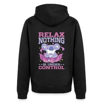 Relax, Nothing Is Under Control 29 - Unisex Premium Organic Zip Hoodie - black - Back - Nico (187cm)