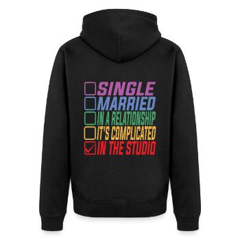 Single, Married, In The Studio 5 - Unisex Premium Organic Zip Hoodie - black - Back - Nico (187cm)