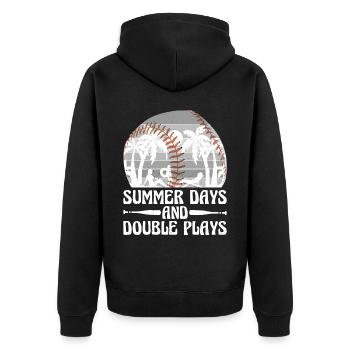 Summer Days And Double Plays 4 - Unisex Premium Organic Zip Hoodie - black - Back - Nico (187cm)