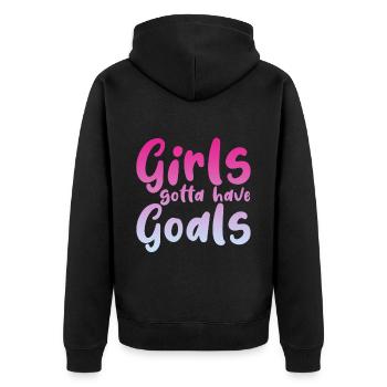 Les filles doivent avoir des objectifs - Veste à capuche bio Premium Unisexe - noir - Dos - Nico (187cm)