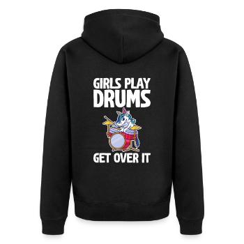 Girls Play Drums, Get Over It 2 - Unisex Premium Organic Zip Hoodie - black - Back - Nico (187cm)