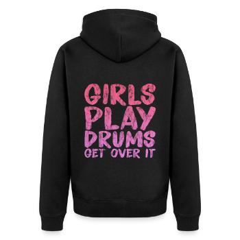 Girls Play Drums, Get Over It 3 - Unisex Premium Organic Zip Hoodie - black - Back - Nico (187cm)