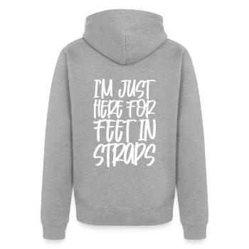 I'm Just Here For Feet In Straps - Unisex Premium Bio Zip Hoodie - Grau meliert - Hinten - Nico (187cm)