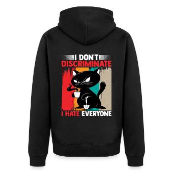 Je ne fais pas de discrimination Je déteste tout le monde 17 - Veste à capuche bio Premium Unisexe - noir - Dos - Nico (187cm)