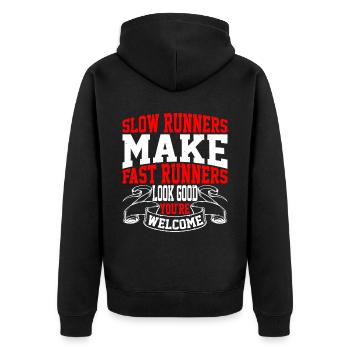 Slow Runners Make Fast Runners Look Good 8 - Unisex Premium Bio Zip Hoodie - Schwarz - Hinten - Nico (187cm)