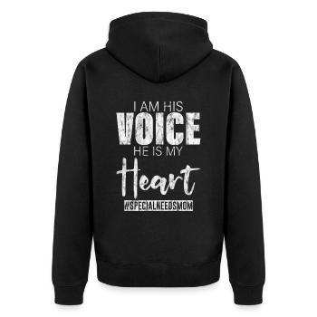 I Am His Voice, He Is My Heart #specialneedsmom 3 - Unisex Premium Bio Zip Hoodie - Schwarz - Hinten - Nico (187cm)